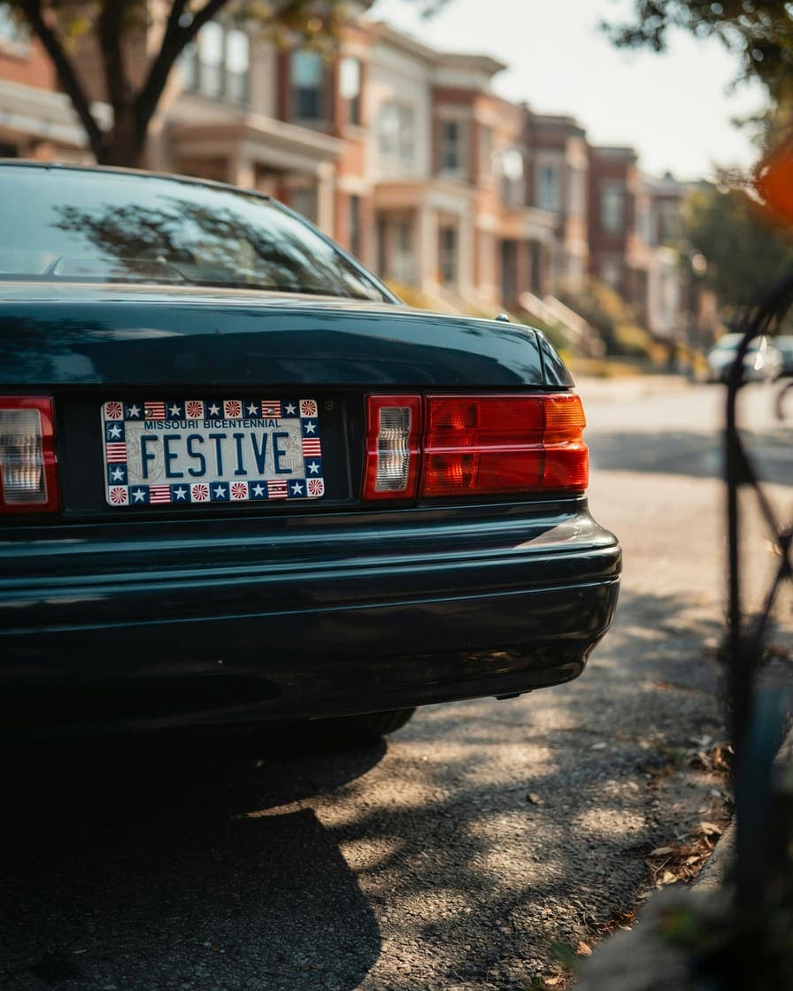 Freedom Frame Set snap-on license plate frame kit on a car. For everyone who celebrates the Fourth out loud.