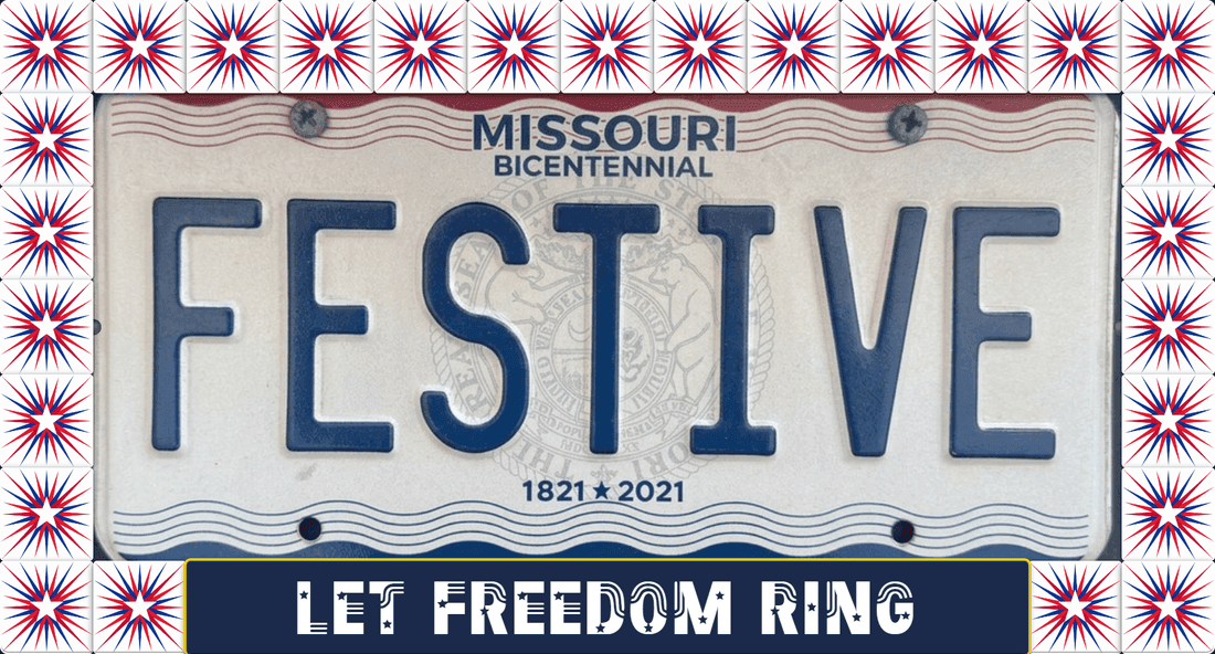 Freedom Frame Set with red, white and blue starburst tiles and a LET FREEDOM RING bottom bar